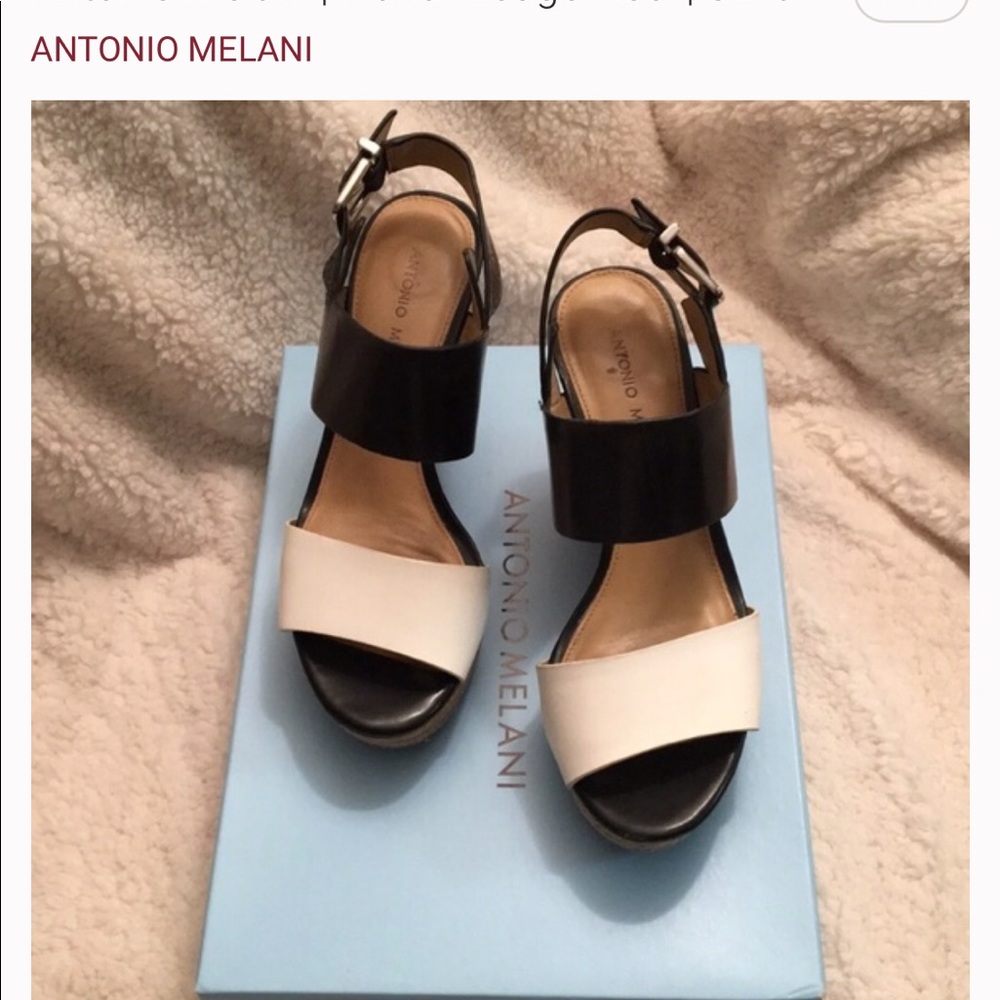 Antonio Melani Black & White Block Platform Wedge